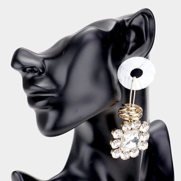 Flower Celluloid Acetate White Statement Earrings - Picture 3 of 5